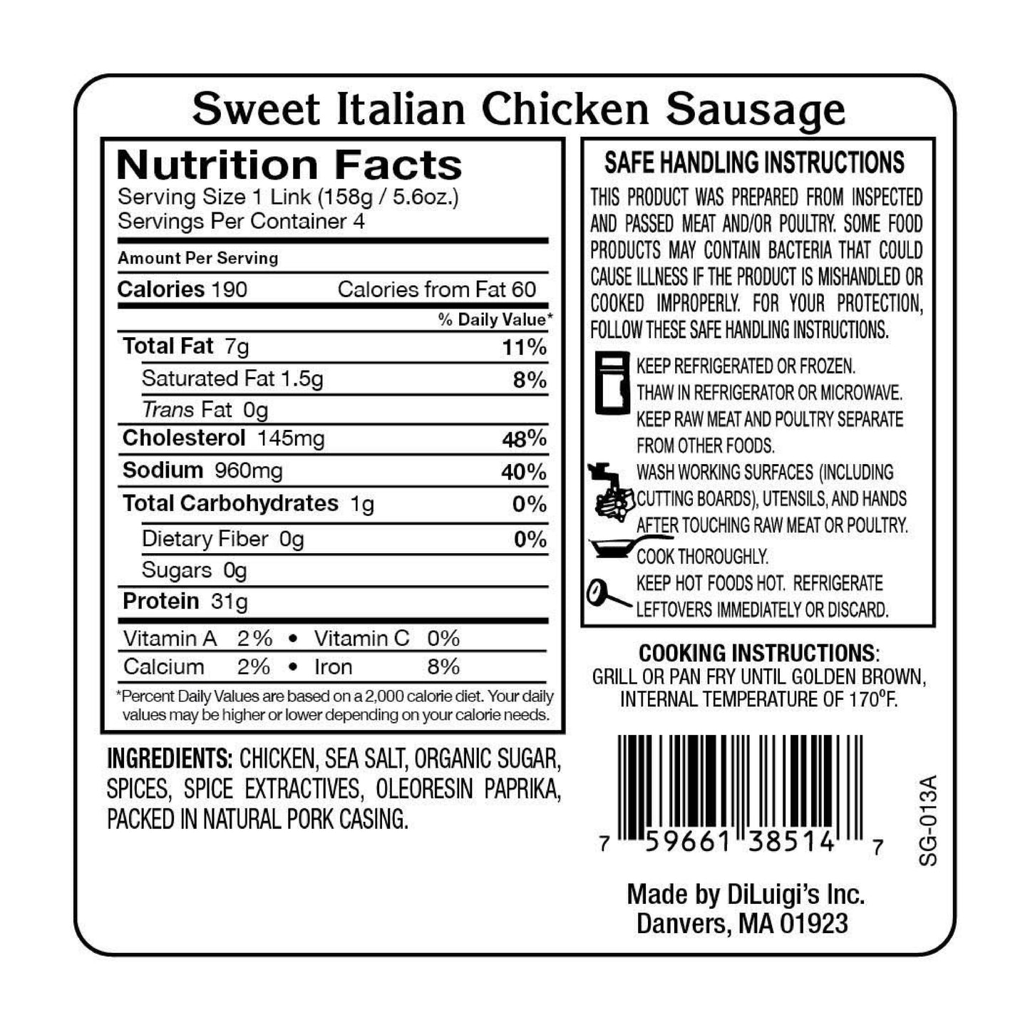 Sweet Italian Pork  ( 15 ) 3.2oz Sausages
